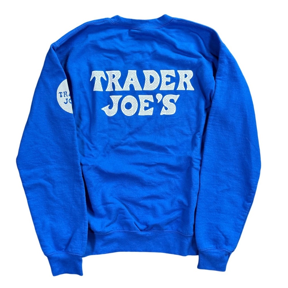 Trader Joes Crew Member Cobalt Blue Crewneck Size S